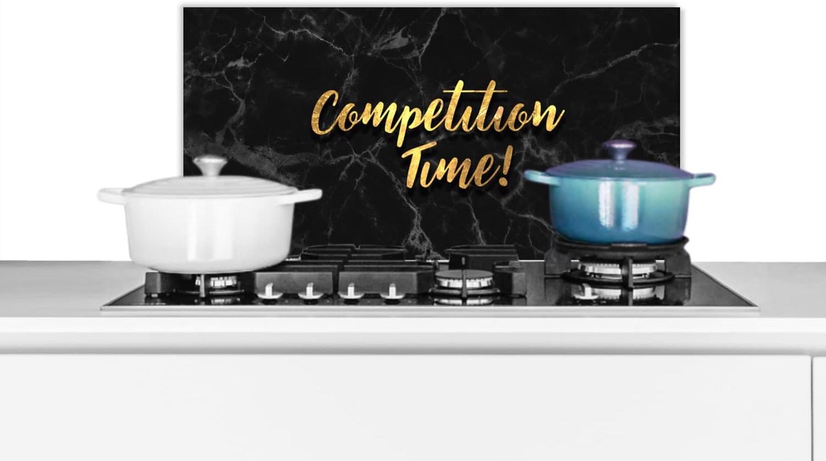 Spatscherm Keuken - 60x30 cm - Quote - Actie - Goud - Marmer