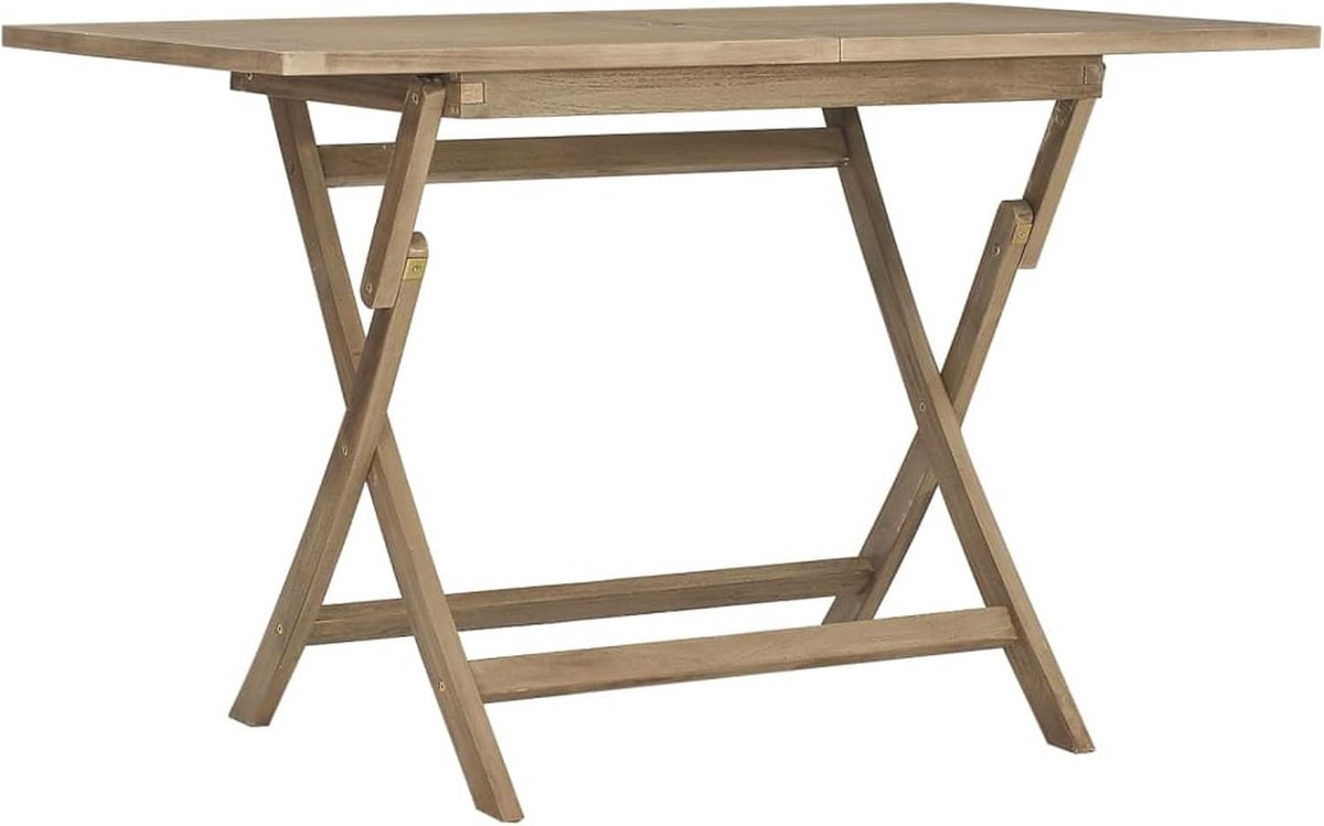 Eettafel, keuken, tuin, outdoor, terras, inklapbaar, rechthoekig, van teakhout, grijs, 120 x 70 x 75 cm, klaptafel voor buiten, van hout, inklapbare eettafel, voor buiten