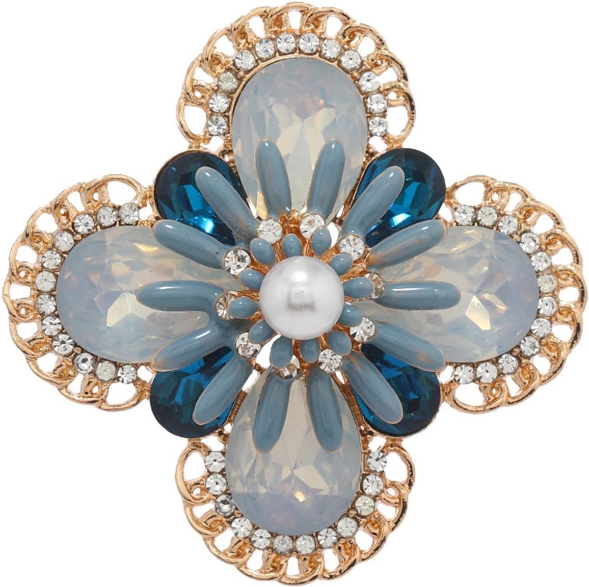Begonia-bloembroche, Broche Sieraden Pin, Voor Vrouwen Kleding Sweater Sjaal-Clip Hoed tas Decoratie (Blauw, Begonia Patroon Bloemen)