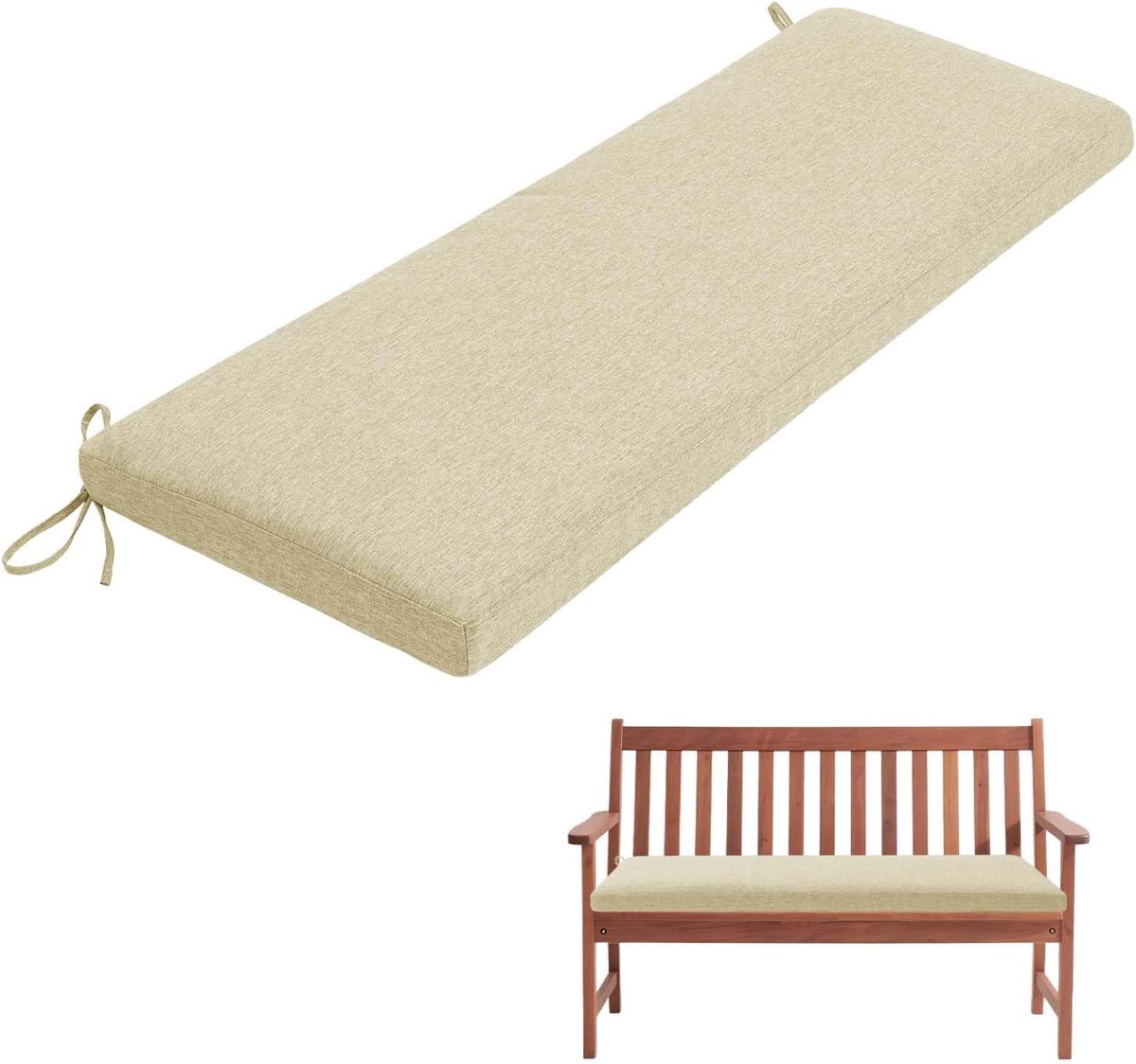 Generisch Bankauflage, Abnehmbarem Sitzkissen Banks, rutschfeste Gartenbank Auflage, Waschbar Sitzauflage Banks für Innen Outdoor Fensterbank Couch ban k Eckbank Auflagen,Beige,150x55x5cm