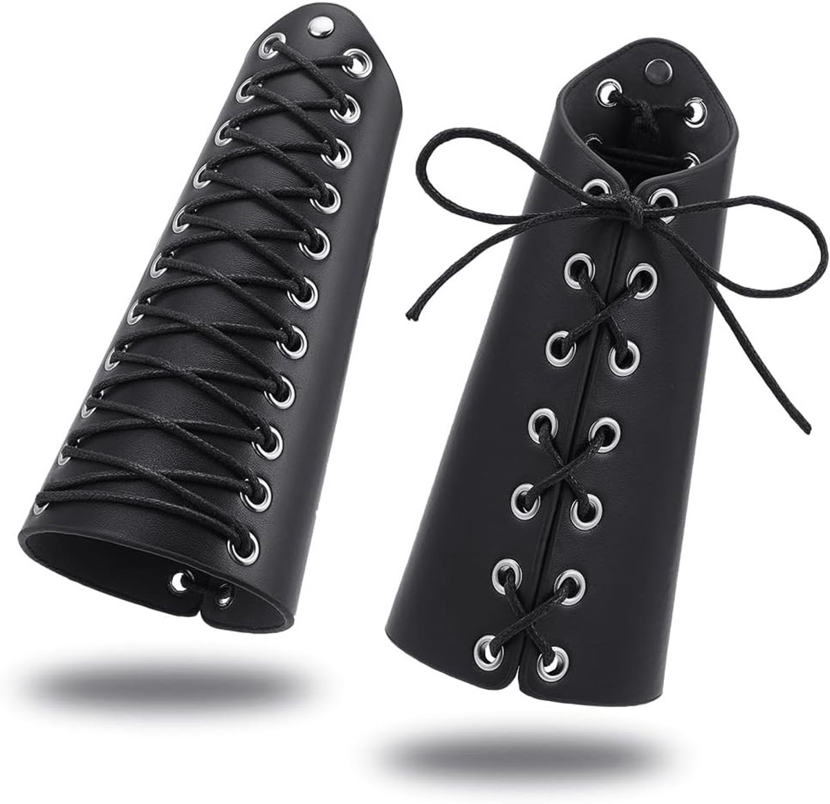 1 paar zwarte middeleeuwse armbeschermers, verstelbare PU-armbanden voor Halloween, punk en cosplay evenementen