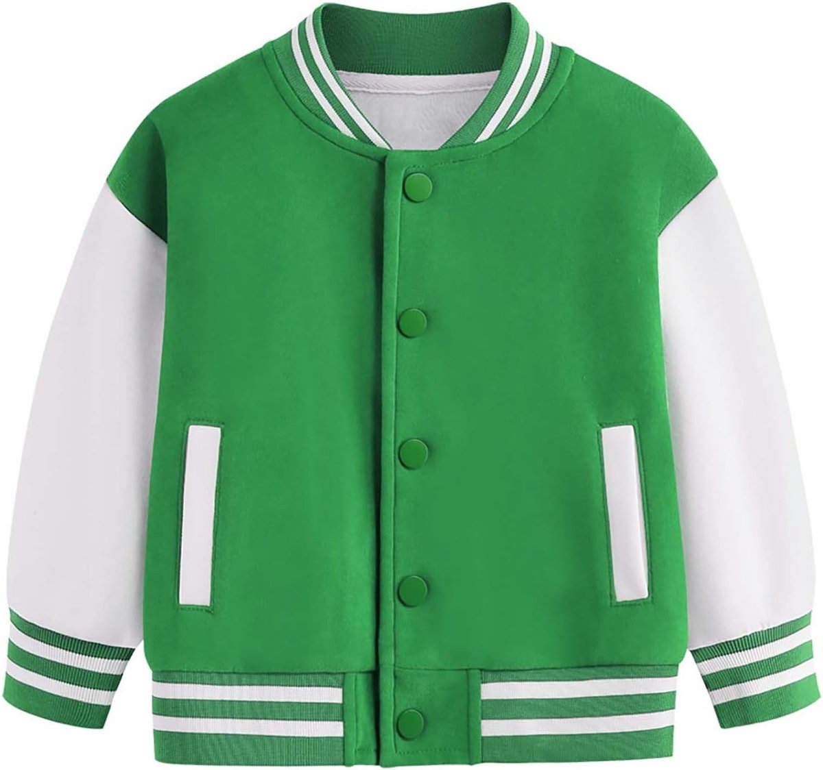 Generisch College Jacke Kinder Jungen Baseball Jacken Mit Knopfleiste Und Taschen Langarm Übergangsjacke Baumwoll Warm Sportjacke Y2K Streifen Sweatjacke Lässige Baggy Mantel