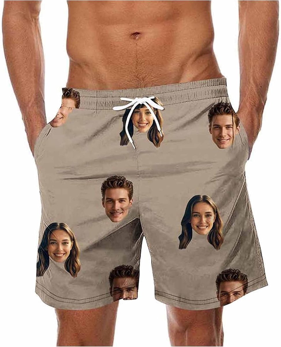 Generisch Badehose Personalisiert Herren - Badeshorts mit Gesicht Foto Bedrucken Lassen, Badehosen Lustig Männer Lustige Hawaii Swimming Shorts Lang Sommer Schwimmhose Schnelltrocknend