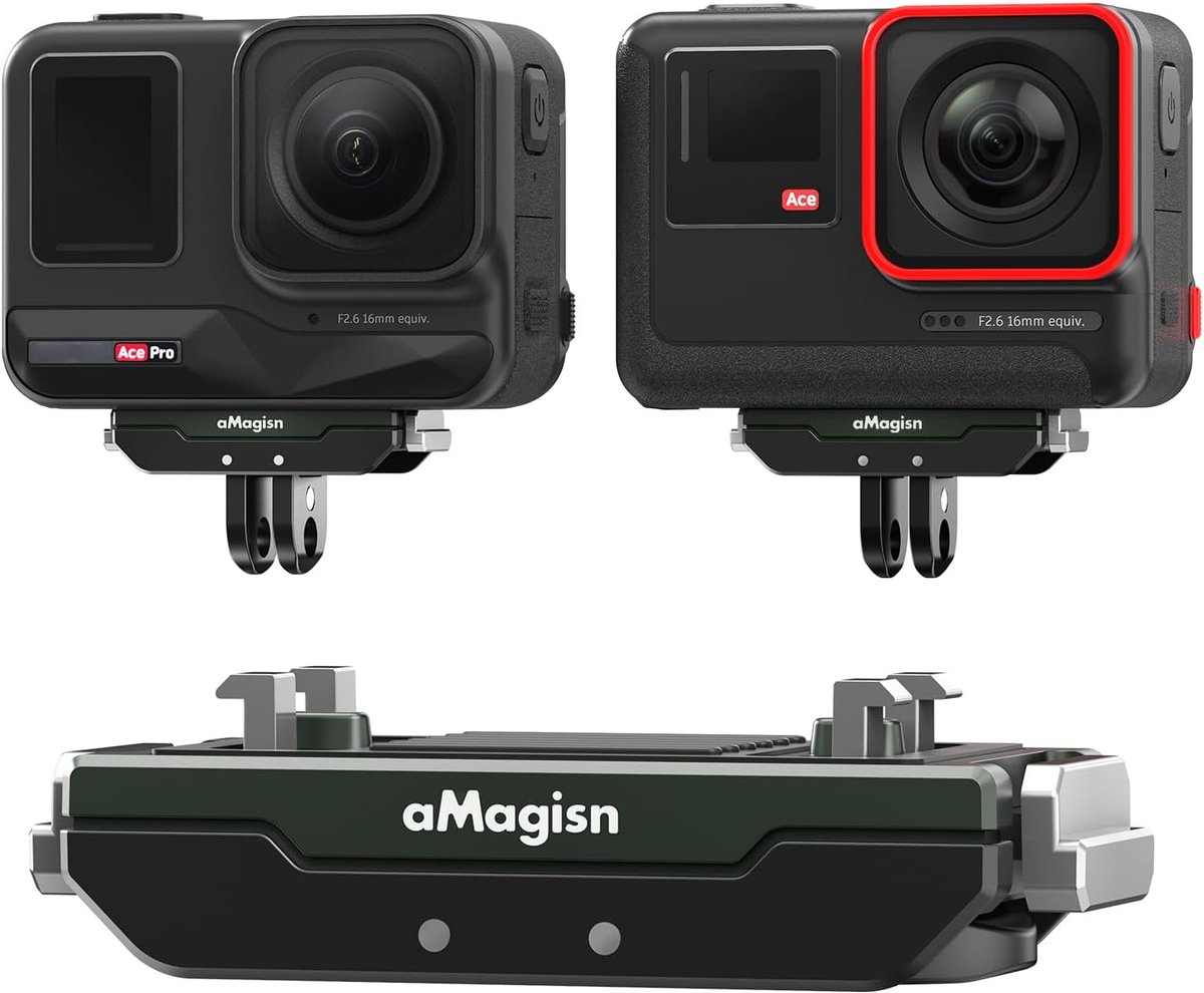 Magnetische snelontkoppelbare montage - metalen basis - 1/4" schroefgat - inklapbare twee-prong interface adapter - voor Insta360 Ace/Ace Pro camera
