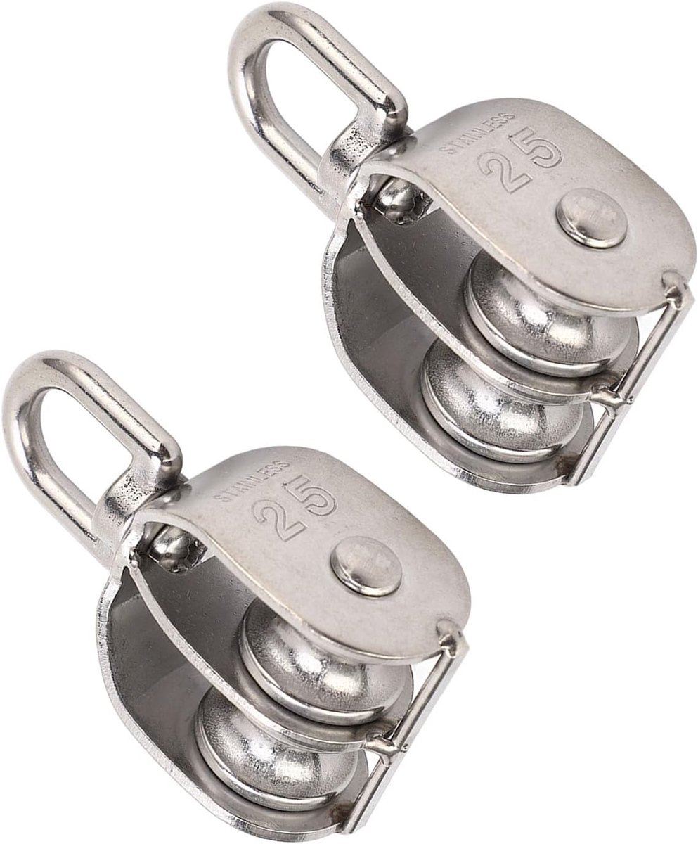 Dubbele katrol M25 - RVS - 150kg laadcapaciteit - 2 stuks - voor hijs- en takelwerk