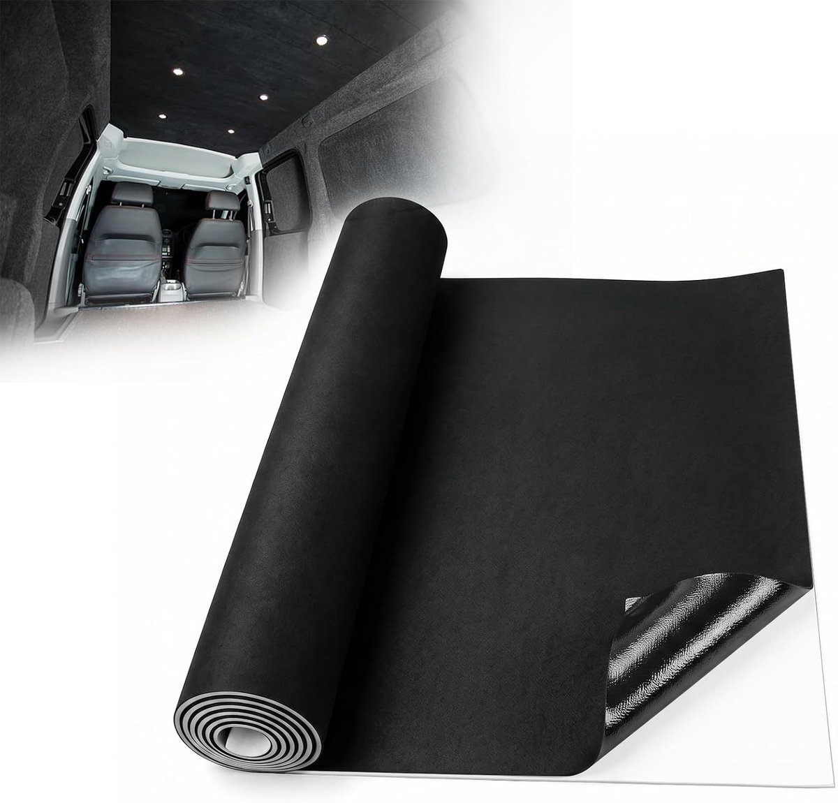 Dakhemelstof voor auto-interieur, suède bekledingsstof van 200 x 150 cm, 4 mm dik, geluiddempend en warmte-isolerend, geschikt voor auto, caravan, camper en boot