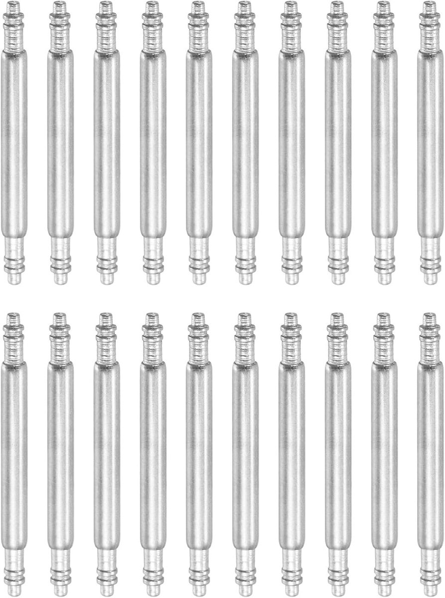 20 Stuks Veerpen voor Horloges, 16 mm, Dikte 0.3 cm, RVS Vervangpennen voor Horlogeband, Dubbelzijdig, Horloge Accessoires