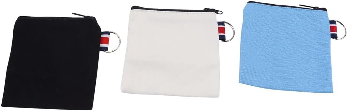 3 stuks kleine make-uptasjes, canvas etui met ritssluiting, voor make-up, muntjes, oordopjes en meer (11 x 11 cm)