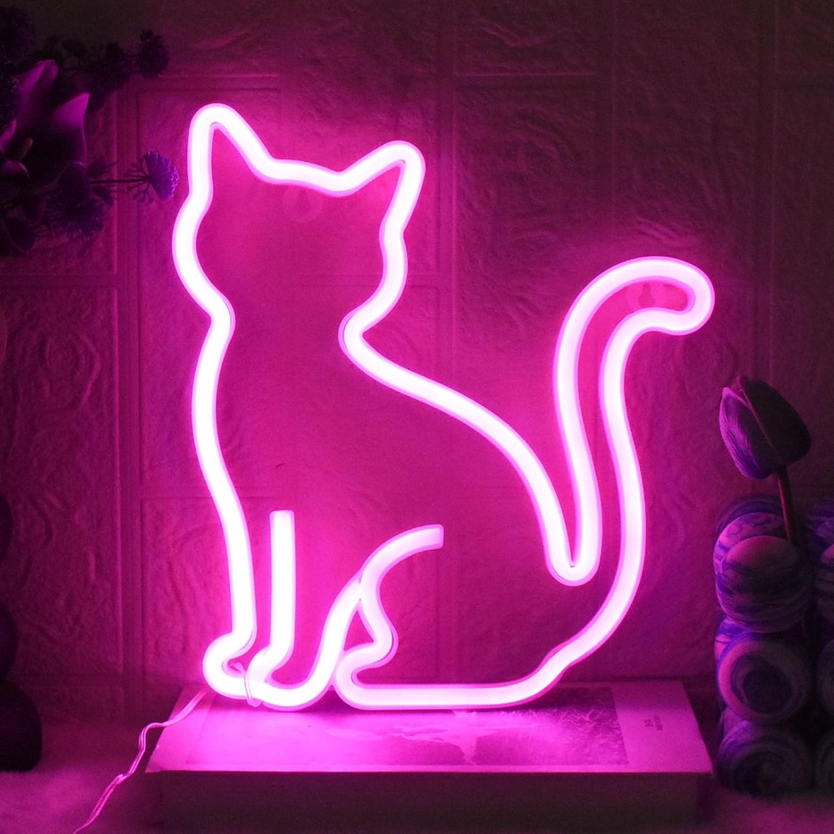 Neonbord roze kat neonlicht kat neon borden