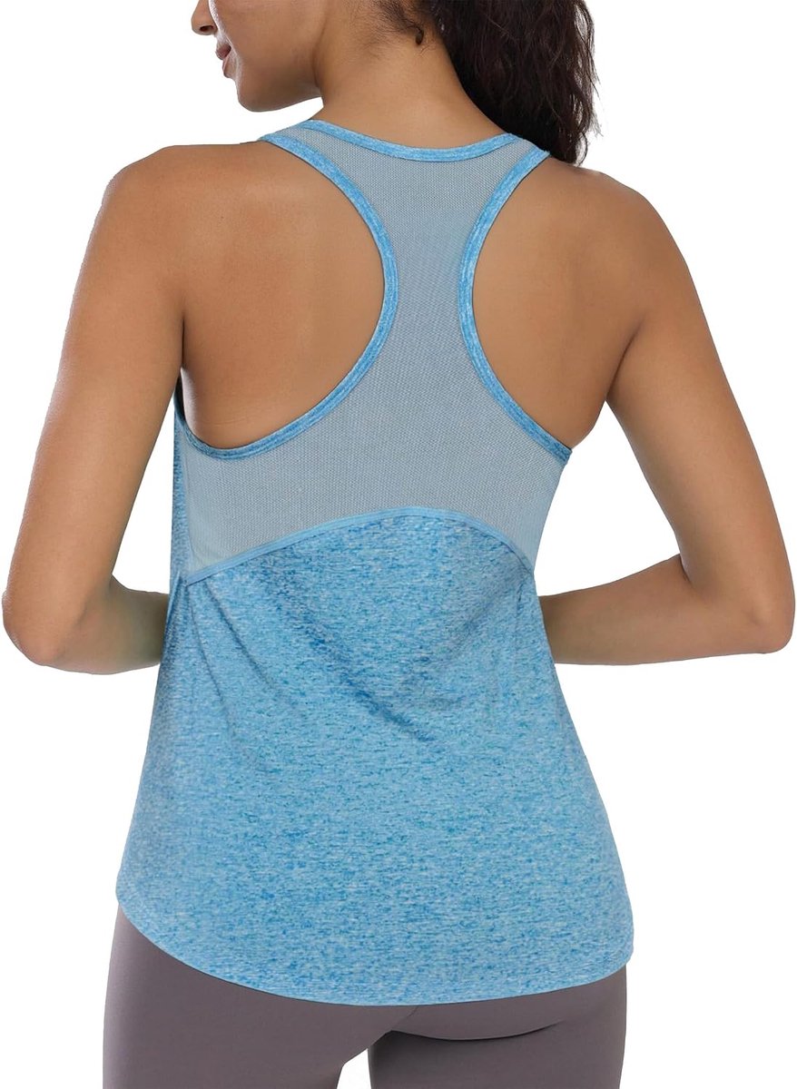 Back Vest Tops Vrouwen UK Ronde Hals Mouwloos Lichtgewicht Ademend Workout Tops met Mesh Terug Gebogen Zoom voor Gym Running Training Sportkleding