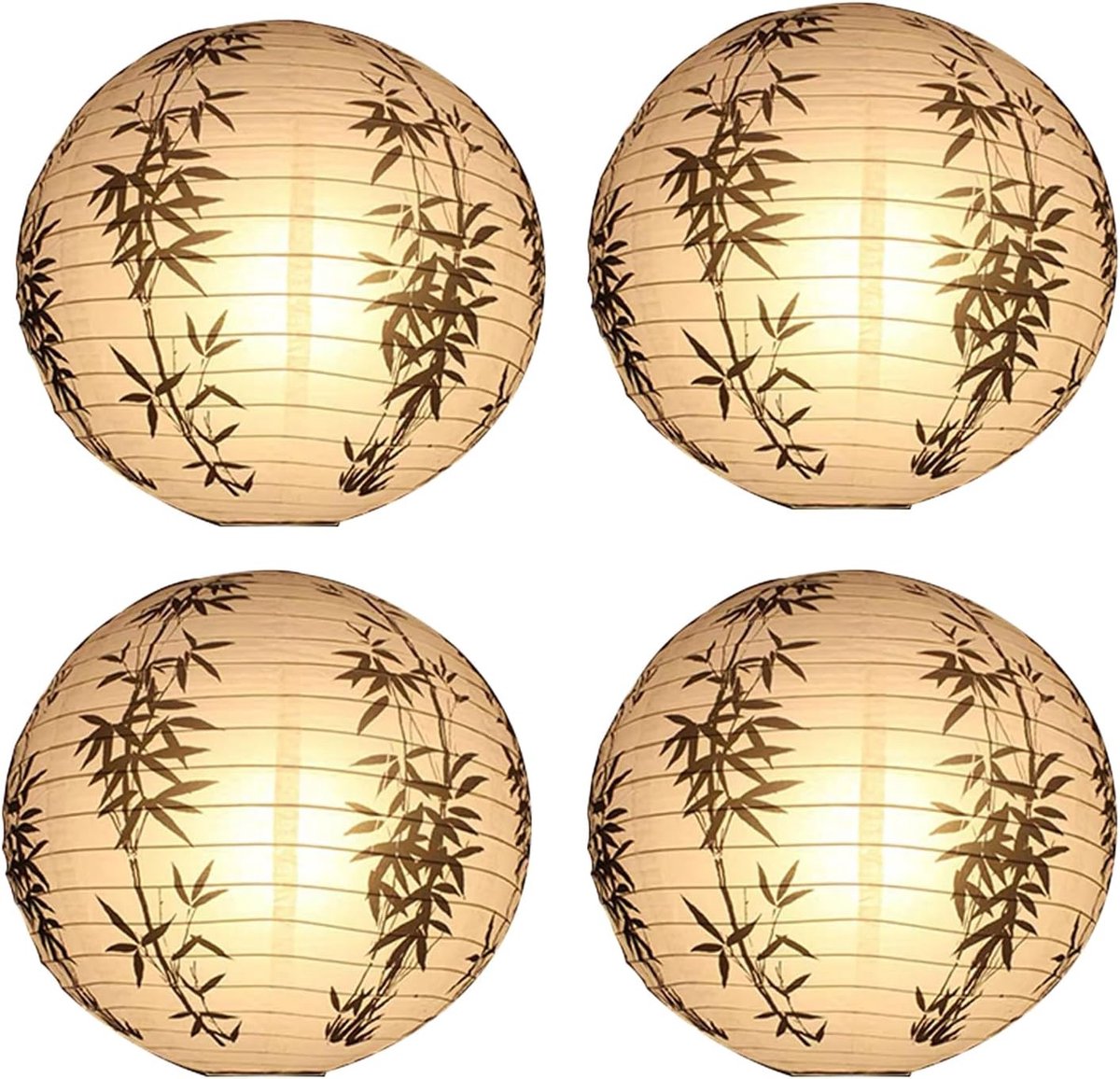 Set van 4 Papieren Lantaarns - Ronde Lantaarns voor Bruiloften, Verjaardagen en Feestjes (20cm)