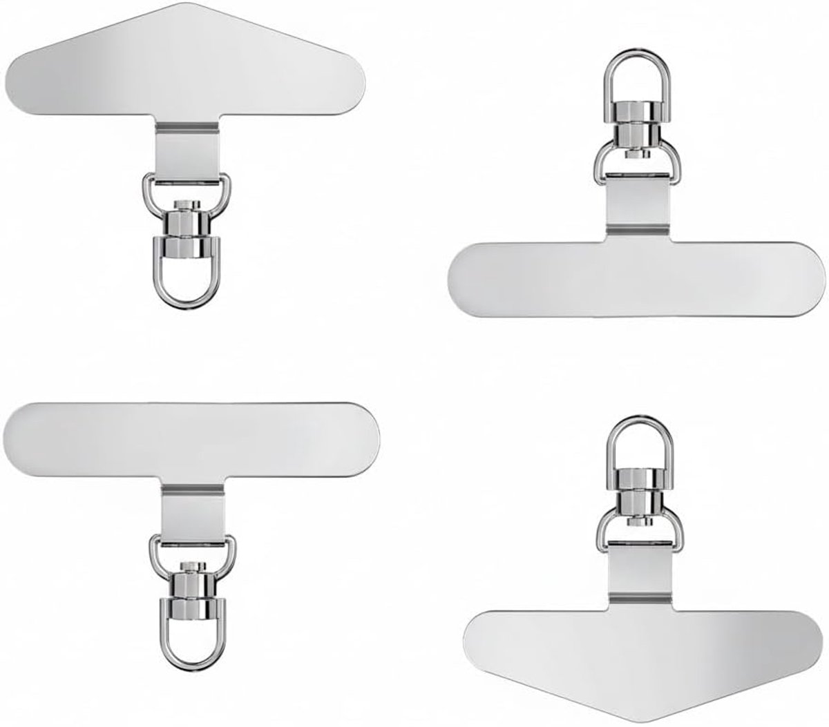 4 stuks universele pads voor mobiele telefoonkoorden, pads voor mobiele telefoonkoorden met 360° draaibare metalen ring, compatibel met de meeste smartphones en hoesjes