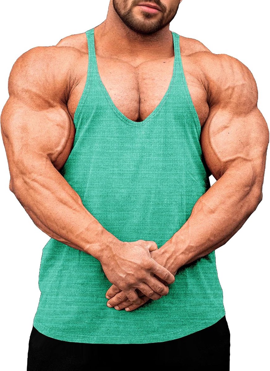 Heren Fitness Stringer Spier Tank Top, Y-Back Gym Drager Shirt, Bodybuilding Spiershirts Mannen Sneldrogend