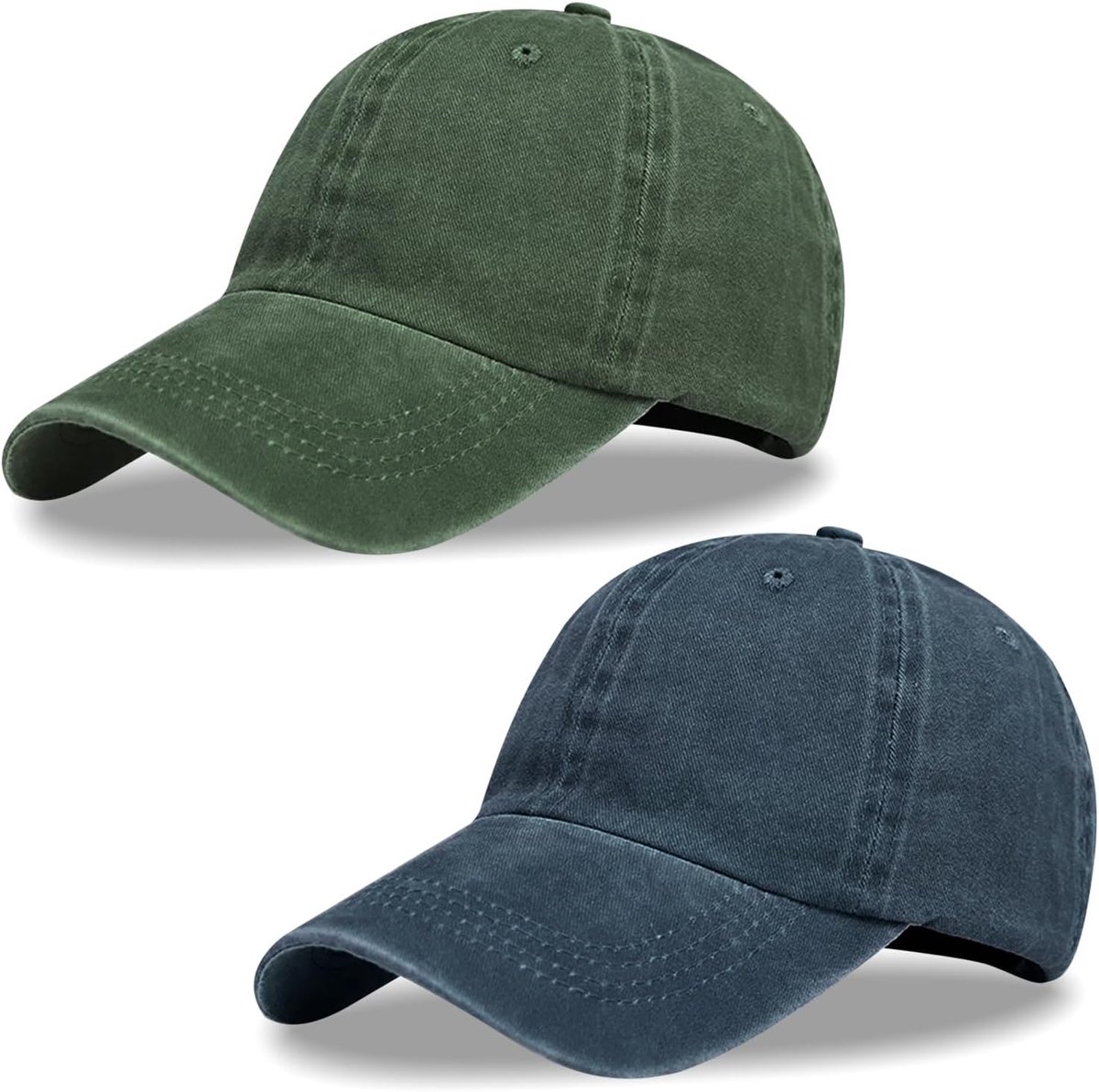 2 stuks gewassen katoen voor heren en dames, laag profiel, versleten vintage baseballpet, heren honkbalpet voor heren, verjaardagscadeaus, verstelbare papa-hoed, sportpetten voor outdoor golf