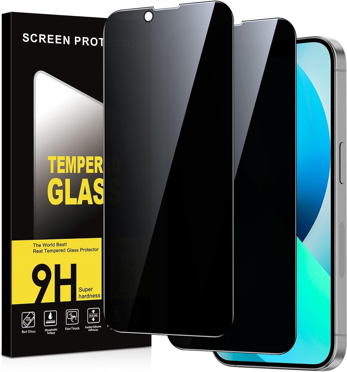 Glas voor iPhone 13 Mini, anti-spionage, 2 stuks, anti-spionage-schermbeschermfolie, hardheid 9H, krasbestendig, zonder luchtbellen, anti-spy, privacy, glasbescherming
