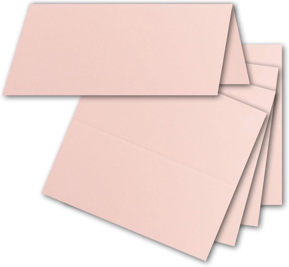 50x tafelkaarten in roze - 4,5 x 10 cm - blanco - dubbele kaarten - als plaatskaarten en naamkaartjes voor bruiloft en feesten