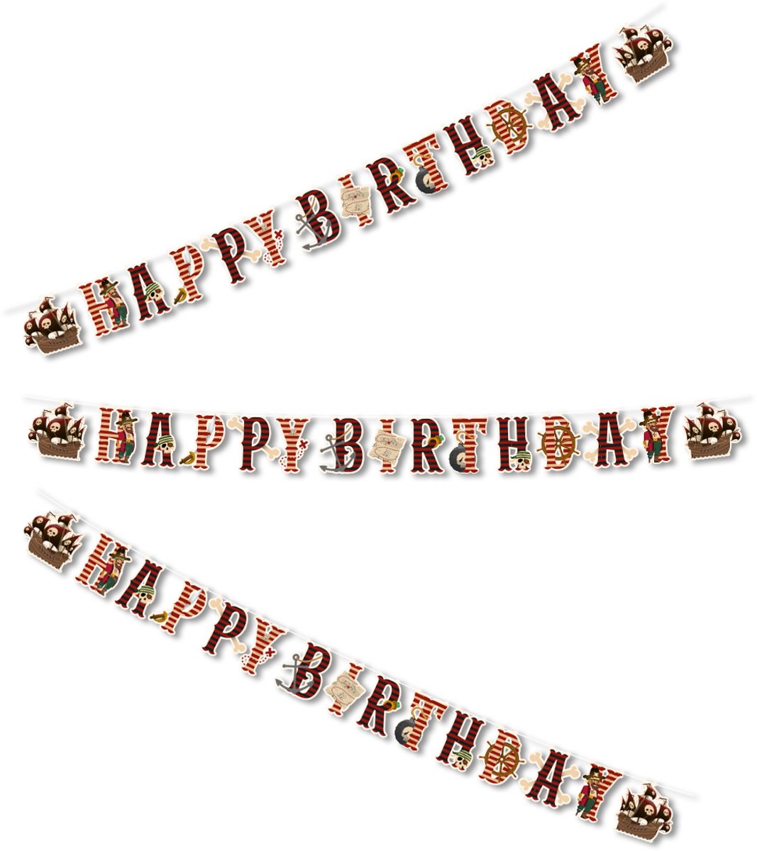 LUQ – Piraten Kinderfeestje Happy Birthday Slinger – 3 m – Pirate Party Decor – Verjaardag Versiering – Direct Ophangen