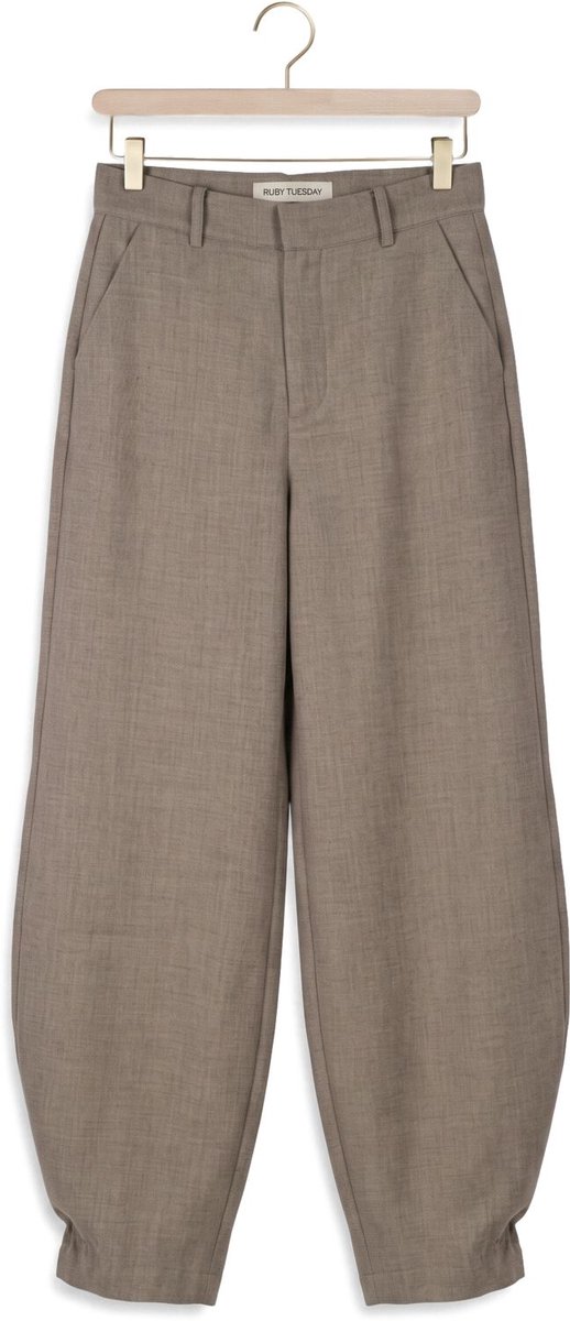 Ruby Tuesday Clendis Tappered Button Detail Pants Broeken Dames - Taupe - Maat 38