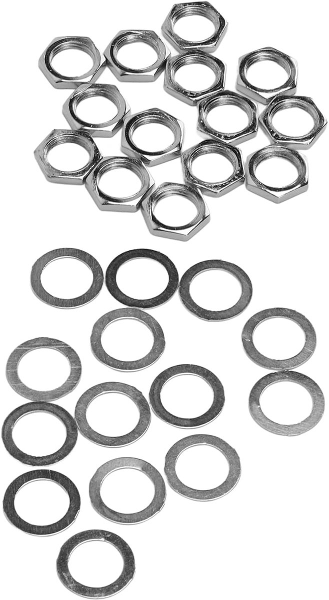 Washer, Easy Replacement M9 Nut Kit Multifunctioneel met 0,75 mm pitch voor elektrische gitaar bas(Zilver)
