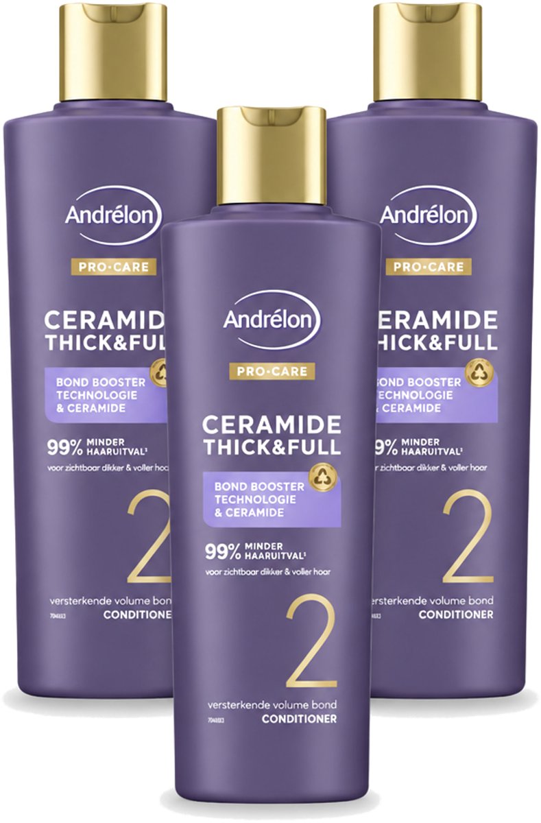 3 x Andrélon – Conditioner – Pro Care Ceramide Thick & Full – 250 ml - Bulkverpakking - 3 stuks