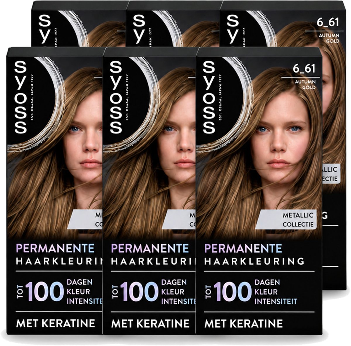 6 x SYOSS - Coloration 6-61 Autumn Gold- Haarverf - Grijsdekking - Vermindert Haarbreuk - Voordeelverpakking - 6 stuks