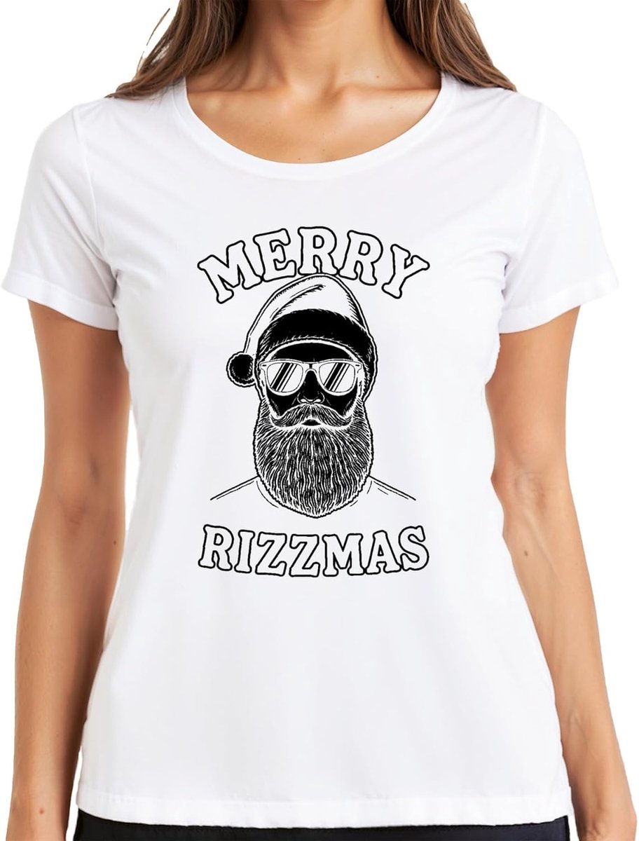Kerstmis Hipster Bebaarder Grappig cadeau-idee Dames T-Shirt