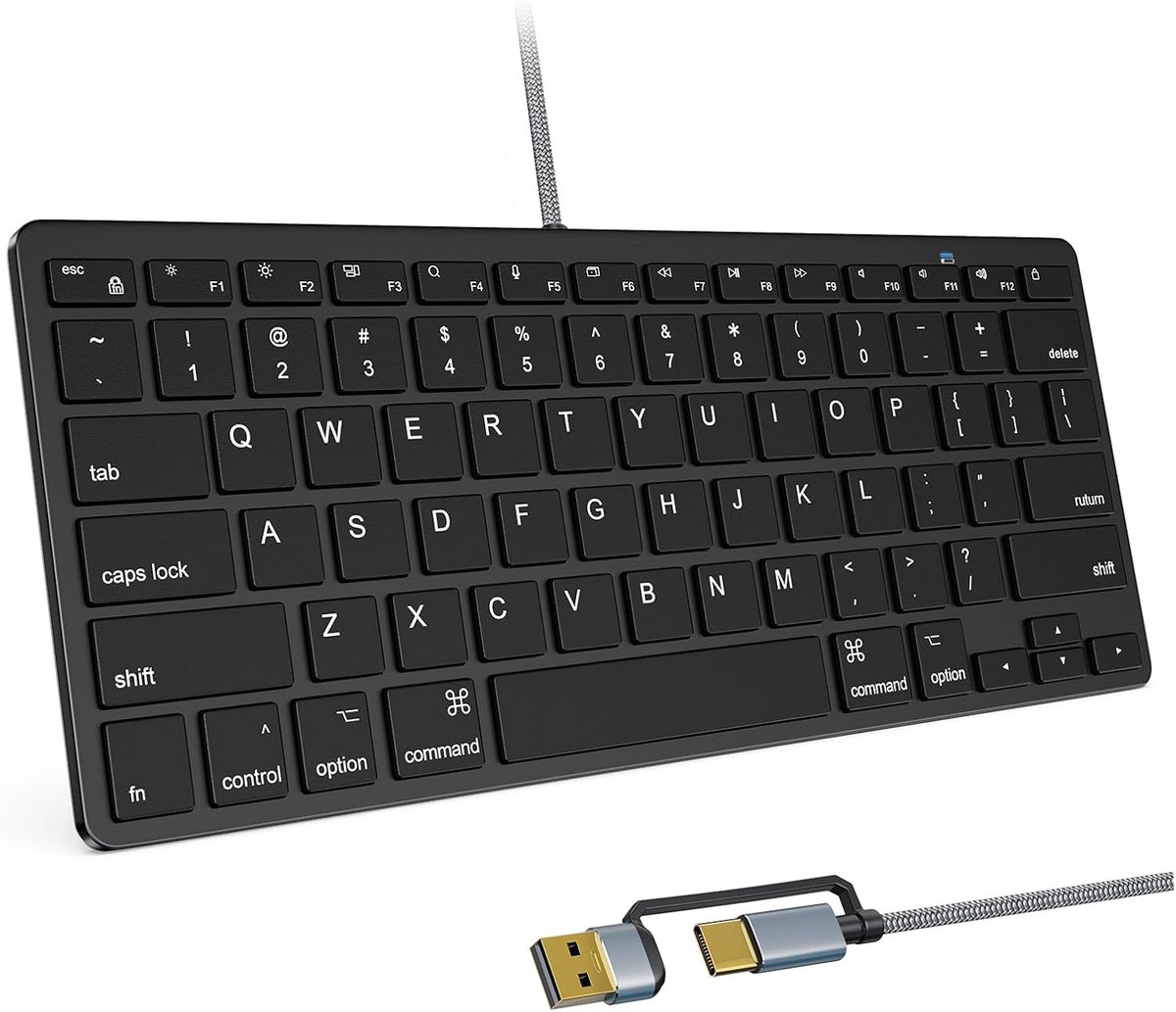 Compact toetsenbord voor Mac, 78 toetsen, USB-A/C, zwart