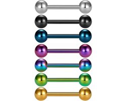 Vcmart Tongpiercing van chirurgisch staal Barbell staaflengte 12/14/16/18mm