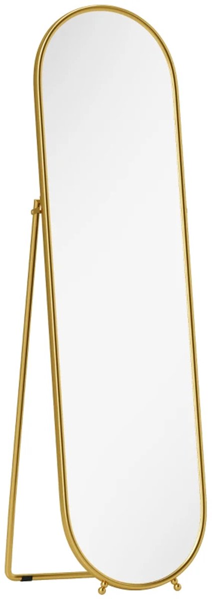 ZYLARO Passpiegels - Ovale Vorm - Vrijstaand - Metalen Frame - 50 x 180 cm - Goud