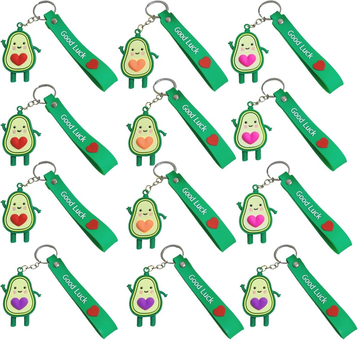 Sleutelhanger Set 12 Stuks Schattige Kawaii Sleutelhanger Gepersonaliseerde Avocado Accessoires voor Avocado's Green Groen Cadeau Voor Valentijnsdag Verjaardag Kerstmis