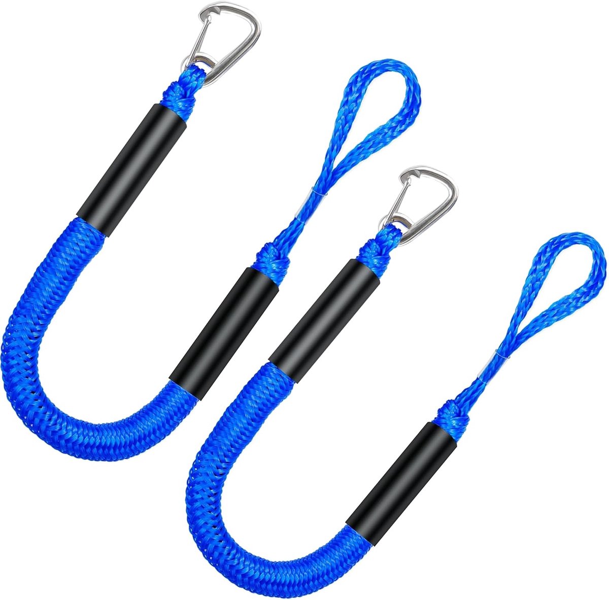 Ligplaats met 4ft Bungee Dock Line 2-Pack - Essentiële accessoires voor diverse waterscooters, ingebouwde snubber, kajak, waterscooters, SeaDoo, jetski, ponton, kano, motorboot