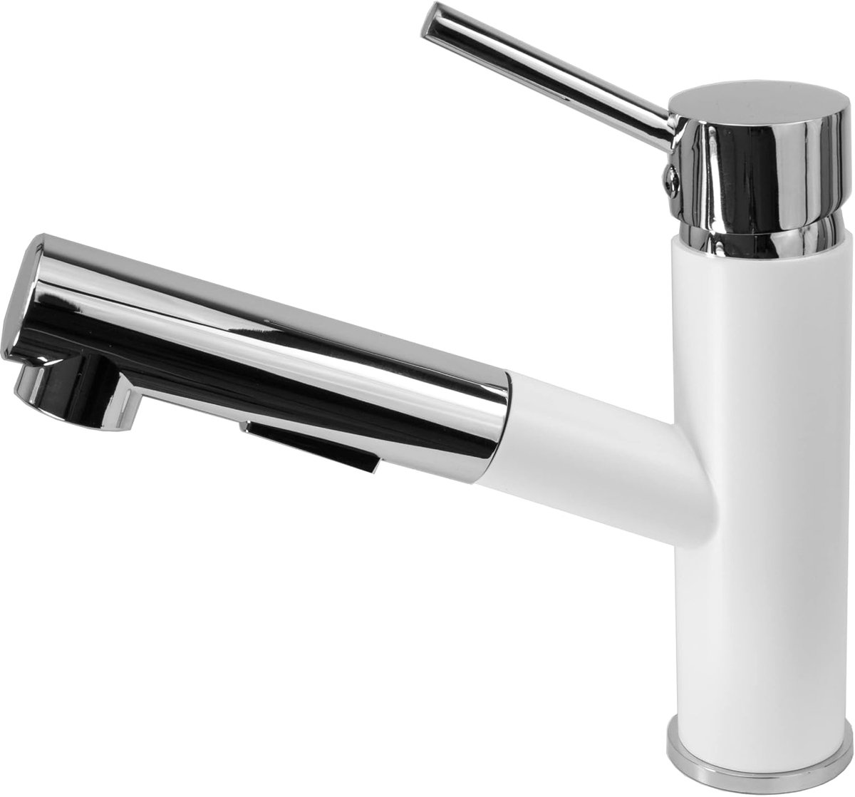 Tap keuken Cado, staande spoelbak, wit
