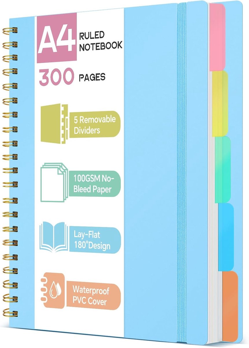 A4 met verdelers, 300 pagina's, papier 100 g/m²