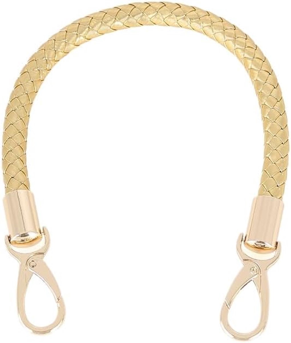 2 stuks doe-het-zelf tasgrepen, schouderriem, reservehengsels voor tassen, handtas, portemonnee, 50 cm, PU-leer, tashengsels, gevlochten tasbeugel, lederen riem, goud
