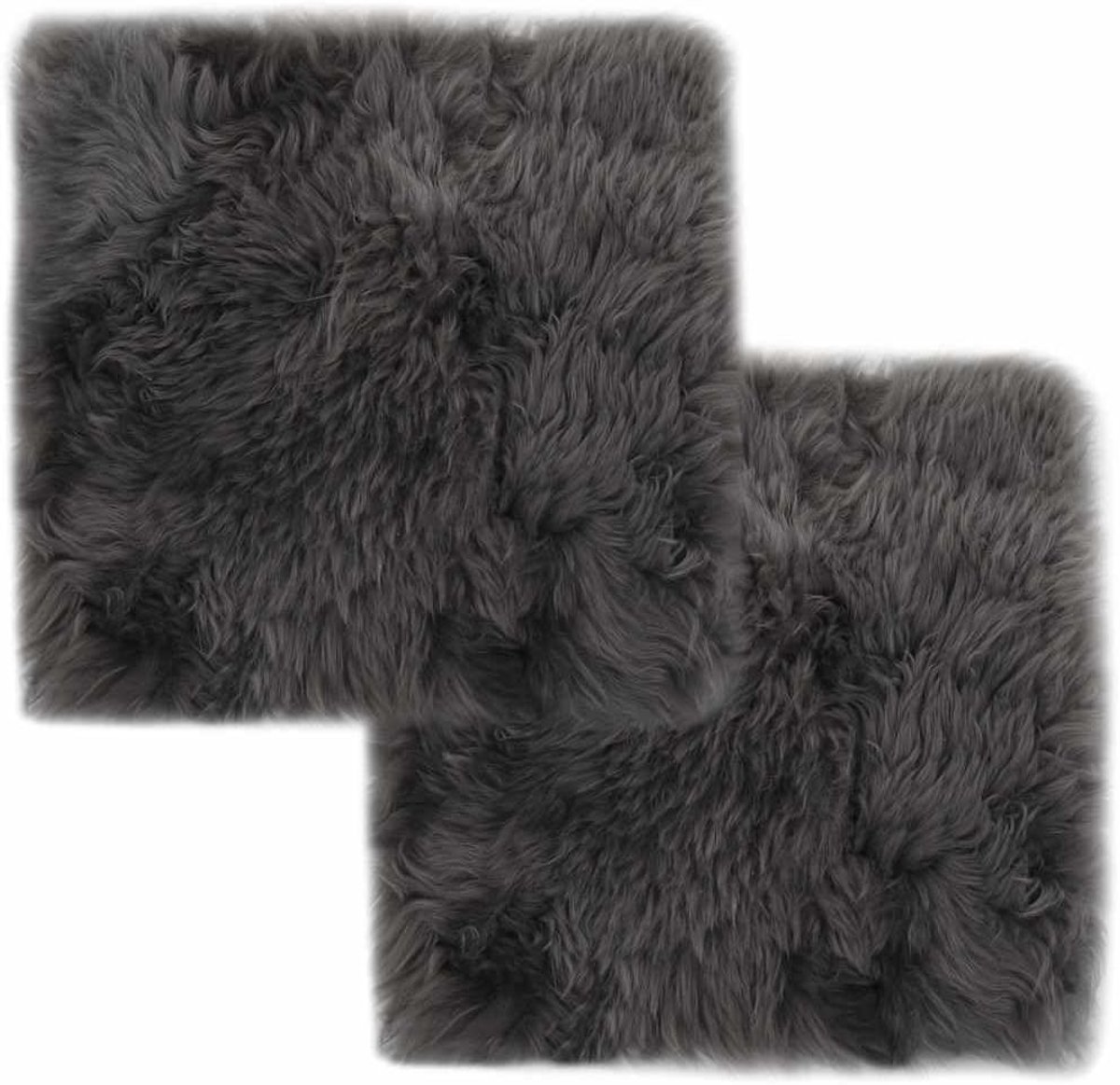Schapenvacht zitkussen 2 STK. Lichtgrijs 40x40 cm met antislip achterkant van polyester in suède-look, gezellige stoelkussens voor stoel en woonkamer