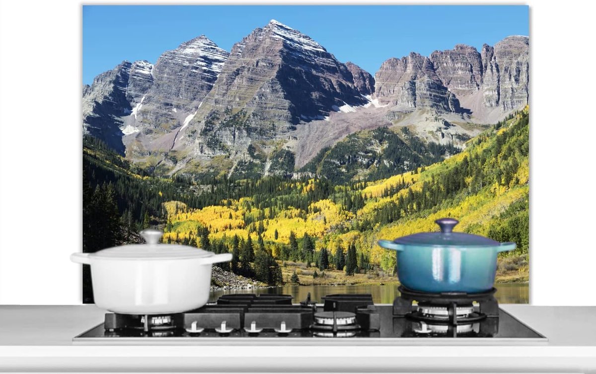 Spatscherm Keuken - 100x65 cm - Amerika - Rivier - Berg