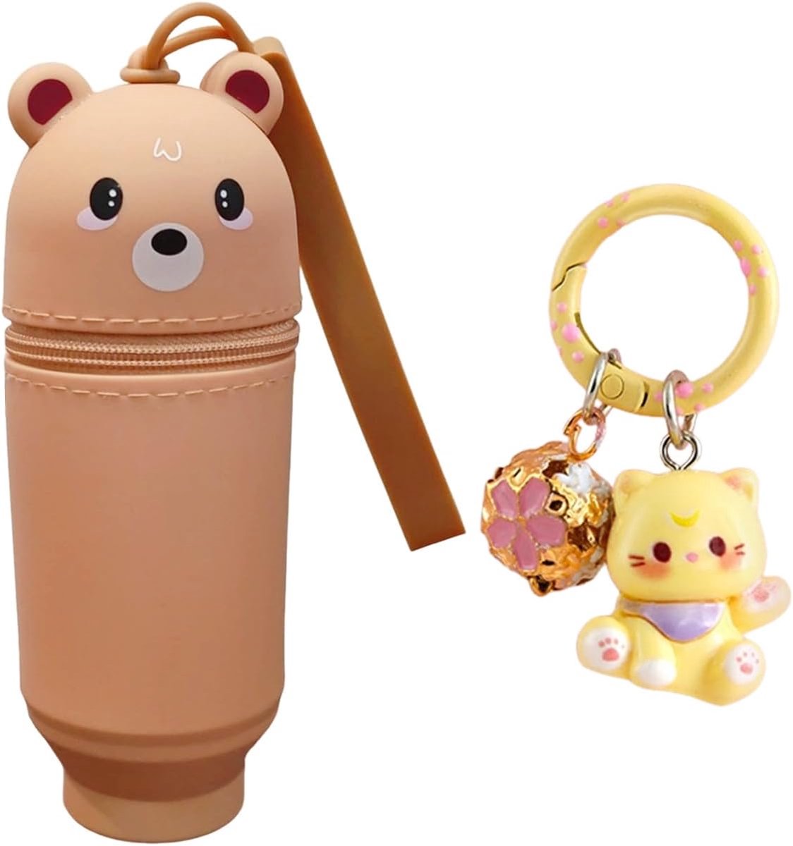 1 Bruine Beer Opbergtas, 1 Gele Hangende Gesp, Waterbeker Hangende Tas, Schattige Beer Sleutelhanger, Hangende Rugzak, Kindercadeau.