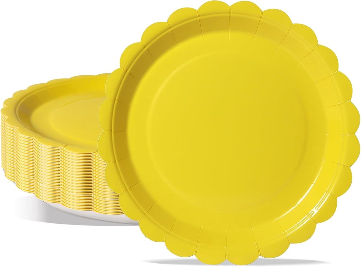 50 stuks gele papieren borden feestborden 23 cm