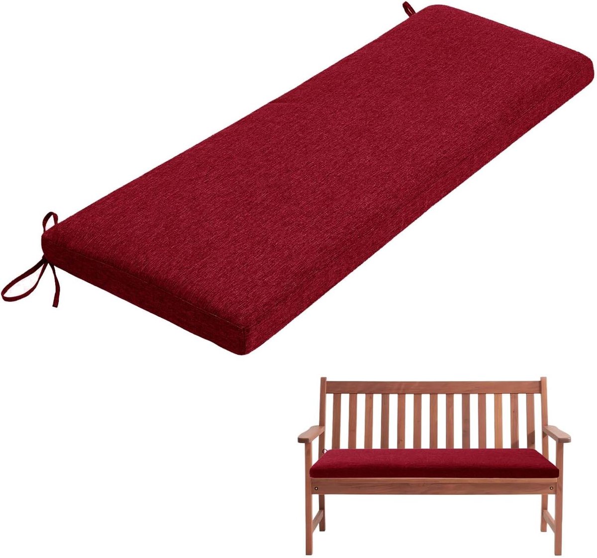 Generisch Bankauflage, Abnehmbarem Sitzkissen Banks, rutschfeste Gartenbank Auflage, Waschbar Sitzauflage Banks für Innen Outdoor Fensterbank Couch ban k Eckbank Auflagen,Wine red,190x30x5cm