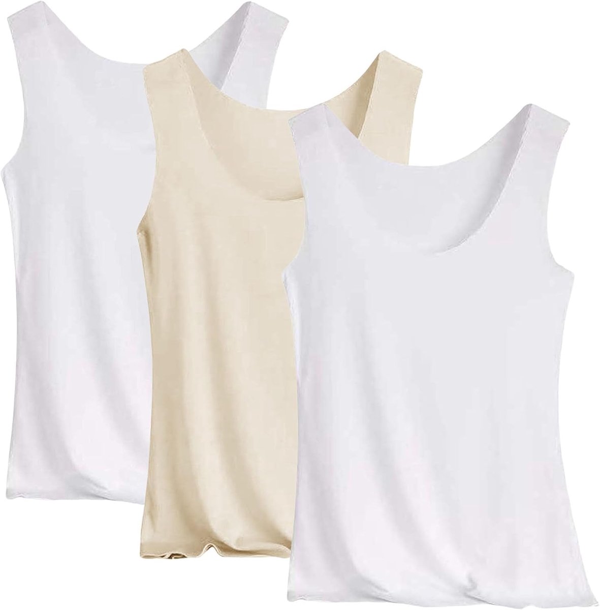 Tank Top Damen 3Er-Pack Spaghettiträger Tops Basic Top Damen Rundhals Tank Tops Ärmellose Blusentop Cami Tanktops Träger-Tops Baumwolle Unterhemd Shirt Blusen Casual Weste Strand Vest