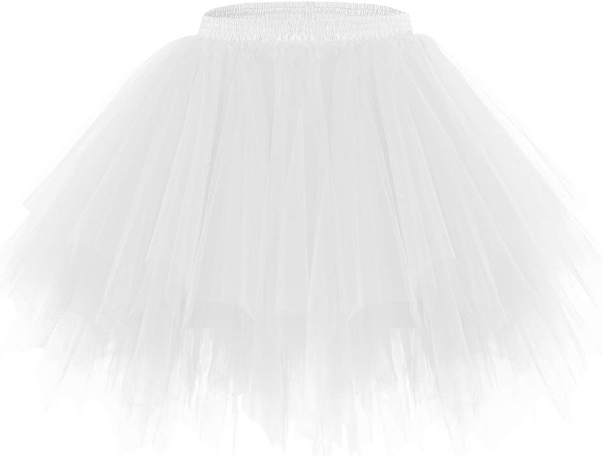 tule rok voor dames, petticoat, onderrok, kort, tutu, ballet, jaren '50, rockabilly, carnavalskostuum, crinoline