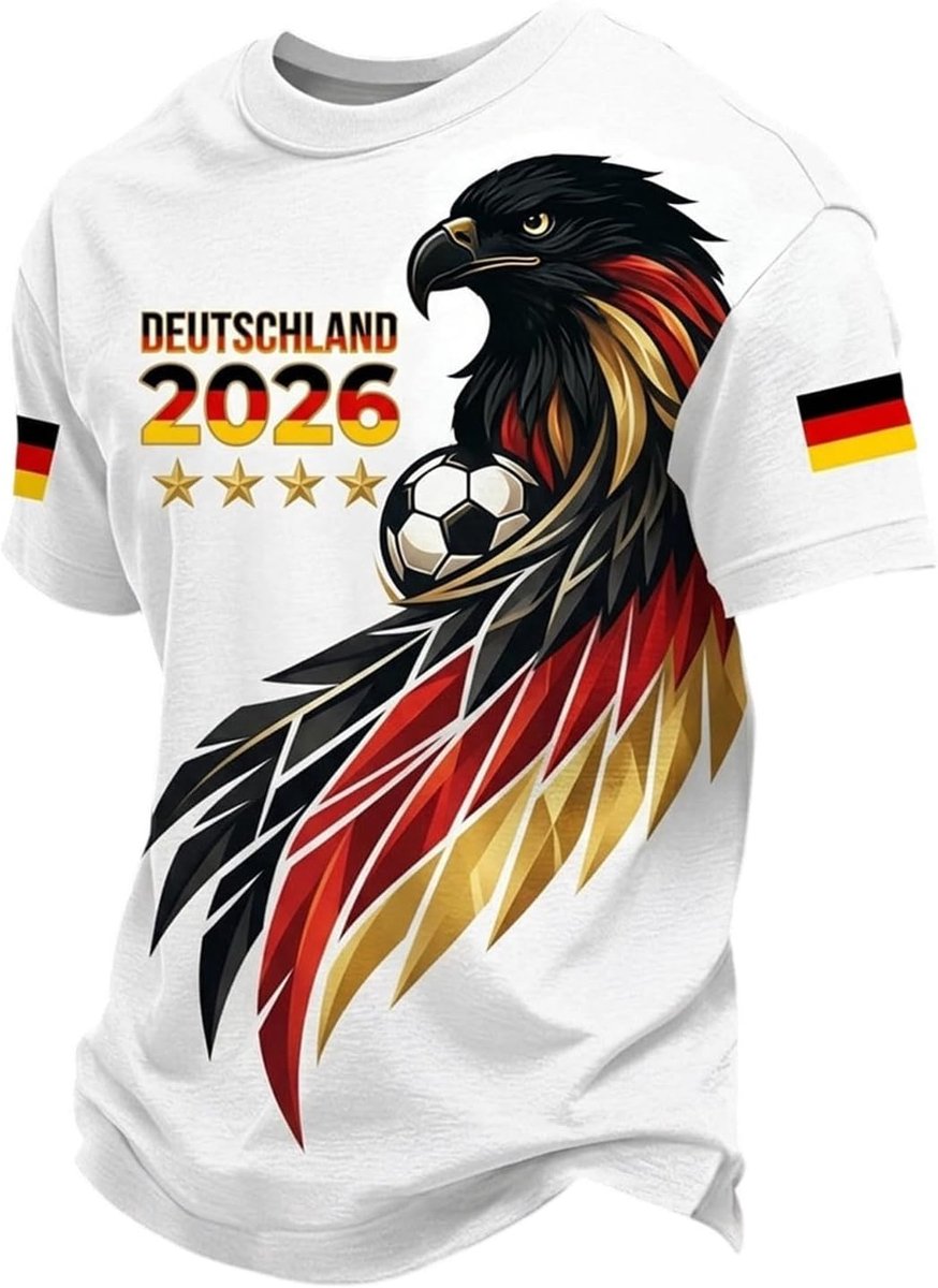 Deutschland 2026 Fußball-Trikot Adler, Deutschland Trikot T-Shirt Herren, WM 2026 Fußballfans Tee Top Kurzarm, Klassische Sommer Germany Tshirt, Deutsche Flagge Freizeitshirt, Fanshirt für WM