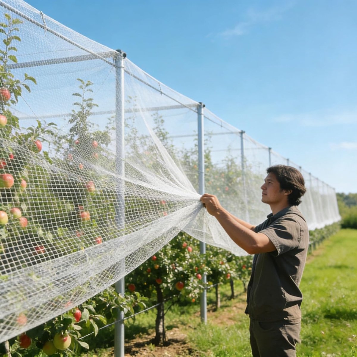 Starkes Hagelschutznetz mit Feinmaschig 0.5cm für Obstbäume Gemüsegarten, Reißfest Mehrere Größen Pflanzenschutznetz, Insektenschutznetz Garten(6x20m)