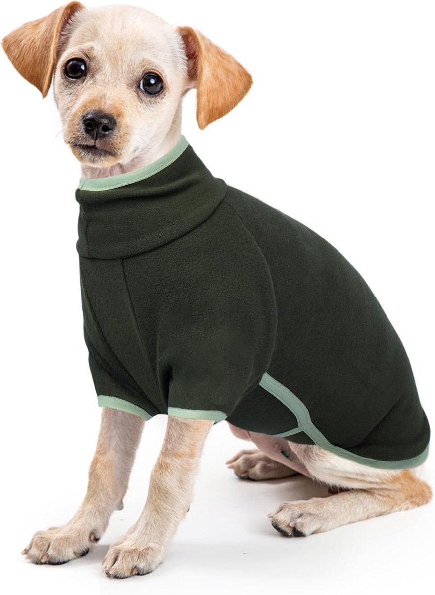 hondentrui, puppytrui, pyjama voor honden, onsie, fleece jas, warm vest, winddichte jas, puppy's, sneeuwjas voor kleine honden (legergroen, XS)