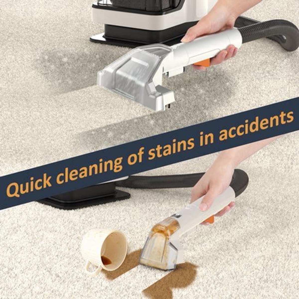 Handheld Tapijtreiniger Draagbare Spot Cleaner - 750W 15KPa Zuigkracht - 1080 ml Tankinhoud - ABS Kunststof - Voor Huis En Auto