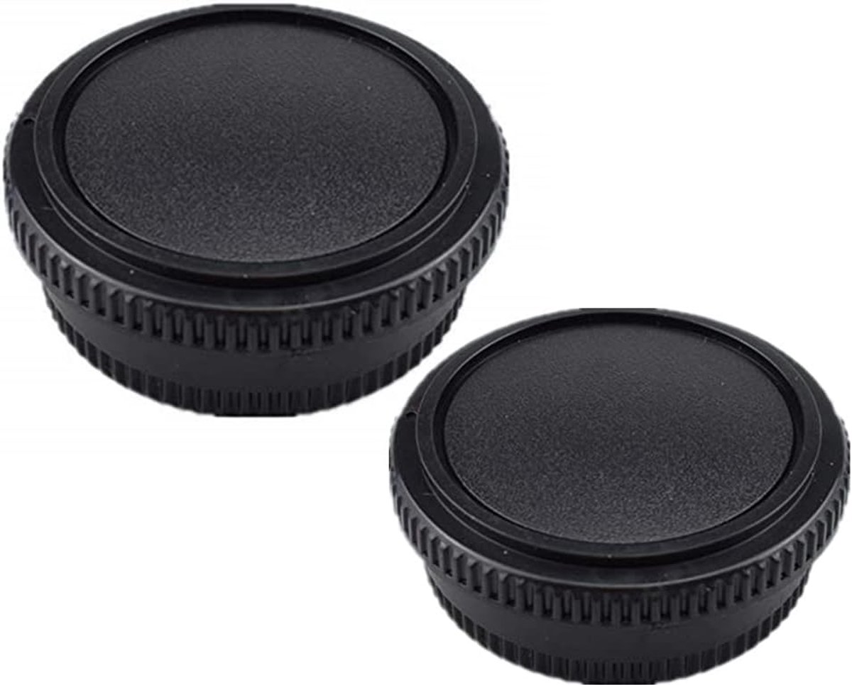 2 stuks lensachterdeksels + 2 stuks behuizingsdeksels compatibel met Canon FD Mount Lens & FL Mount Lens w/voor Canon AE-1P F-1 AV-1 A-1 AE-1 T-80 camera (2 set)