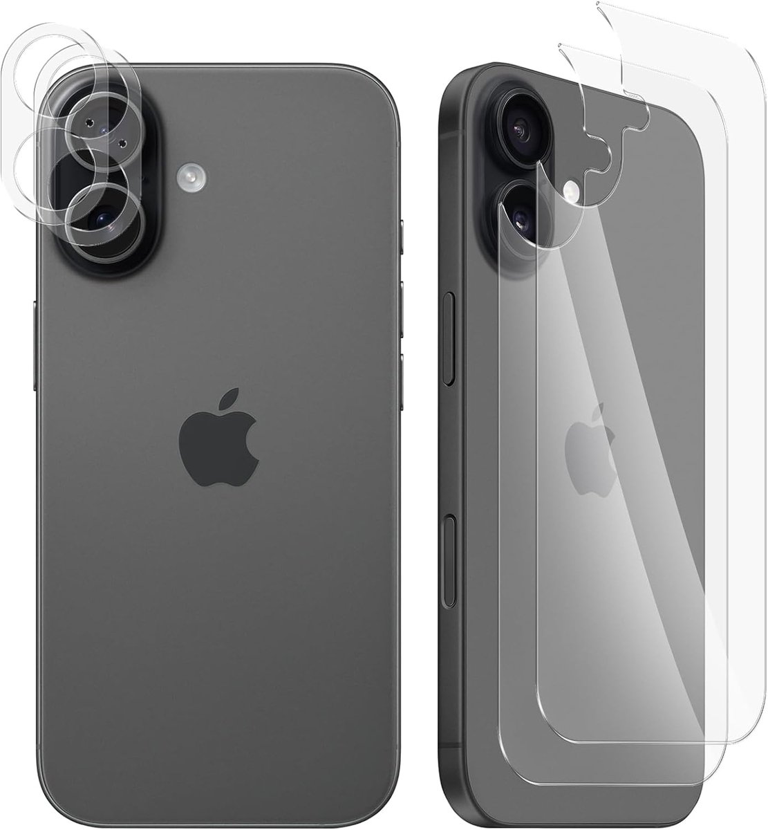 Glas aan de achterkant voor iPhone 17, schermbeschermer aan de achterkant + cameralensbescherming [2 + 2 stuks], [9H hardheid] [kras] [HD] Gehard glas achterkant beschermende film voor