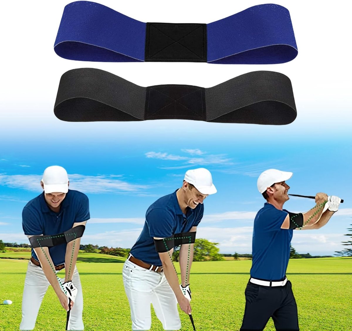 2 Stuks Golf Swing Trainingshulpmiddelen, Elastische Band voor Handbeweging, Professionele Houdingscorrectie voor Beginners en Gevorderden