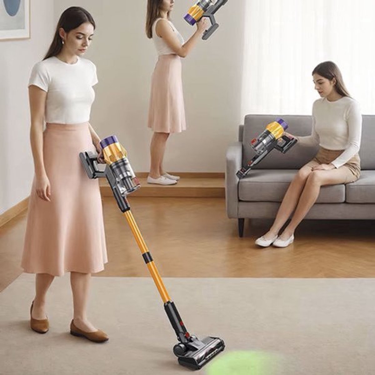Draadloze Stofzuiger 50 kPa - 550 W Vermogen - Oplaadbare Elektrische Bezem - Lichtgewicht 3.75 kg - Zakloos Stofzuiger