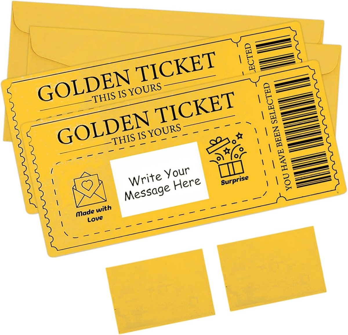 Set van 2 doe-het-zelf cadeaubonnen met gouden tickets, gepersonaliseerde cadeaus voor vrouwen voor verjaardag, jubileum of als speciale attentie, om zelf vorm te geven